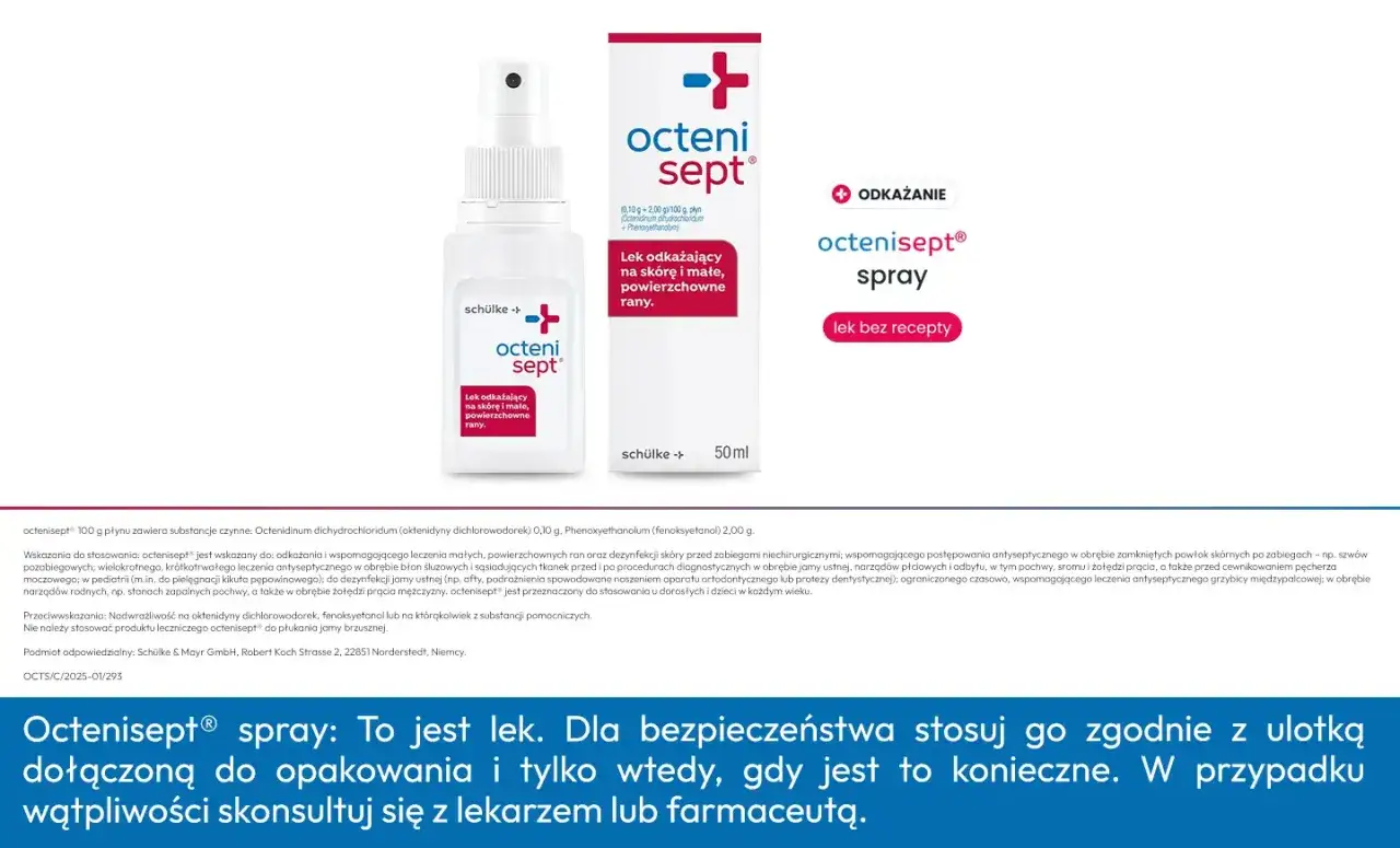 Octenisept spray do odkażania ran. Domowe sposoby na dezynfekcję małych, powierzchownych ran.