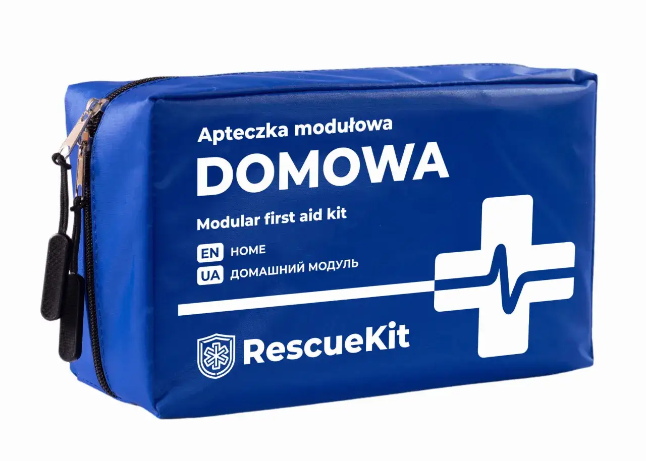 Niebieska, modułowa apteczka pierwszej pomocy